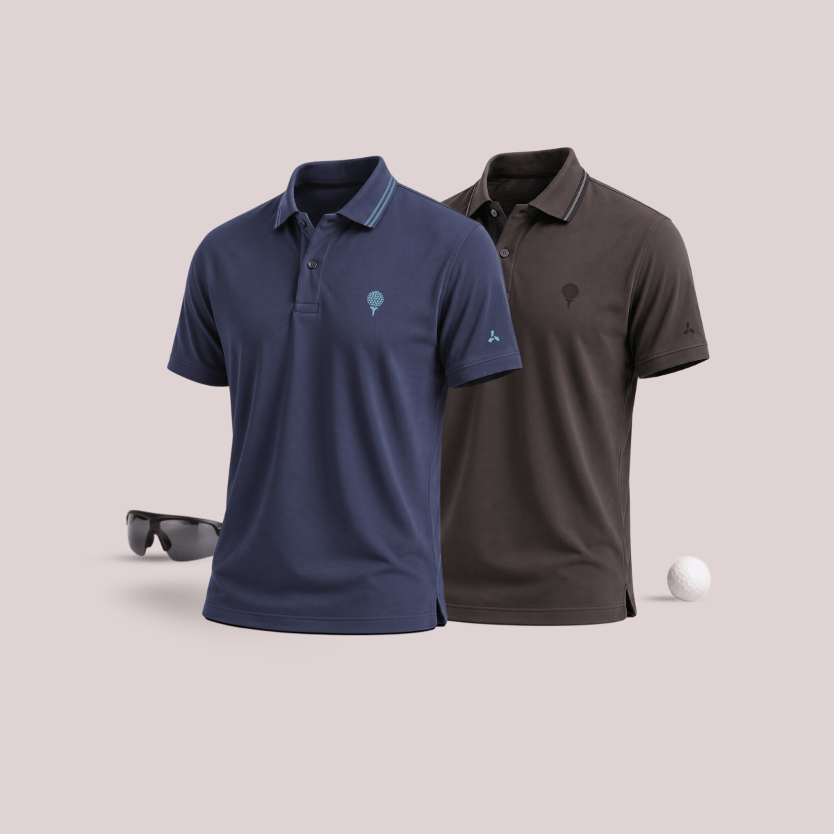 Crèst Polo Combo Pack of 2 Golf Polo T-Shirts for Men in Light Navy & Grey