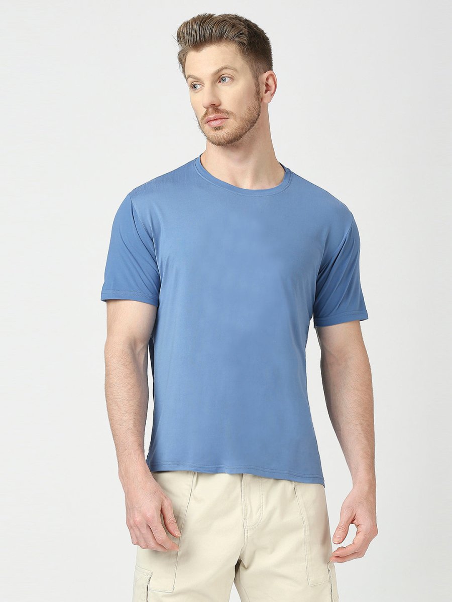 Feather Touch Blue Round Neck T-Shirt Men's and Women's