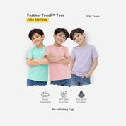 Feather Touch Boys Plain Round Neck T-Shirt – Mint, Peach & Lavender Combo