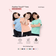 Feather Touch Round Neck T-Shirt for Girls - Plain - Pack of 3 - Sky_Blue, Peach & Mint
