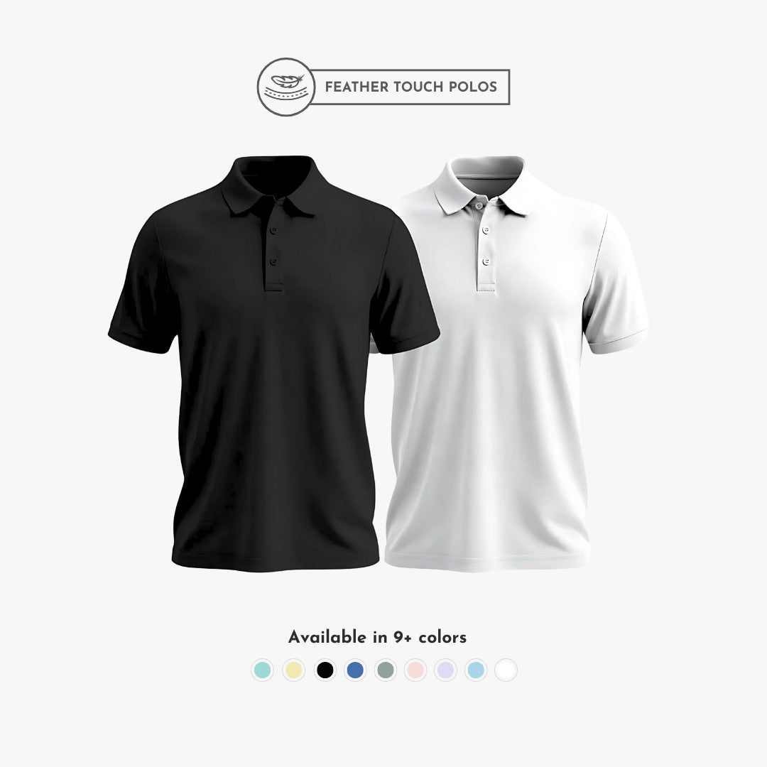 Men’s Feather Touch Polo T-shirt set: black and white