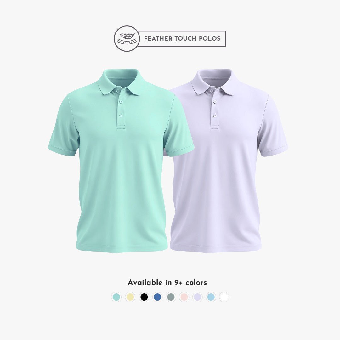 Men’s Feather Touch Polo T-shirt set: mint and purple