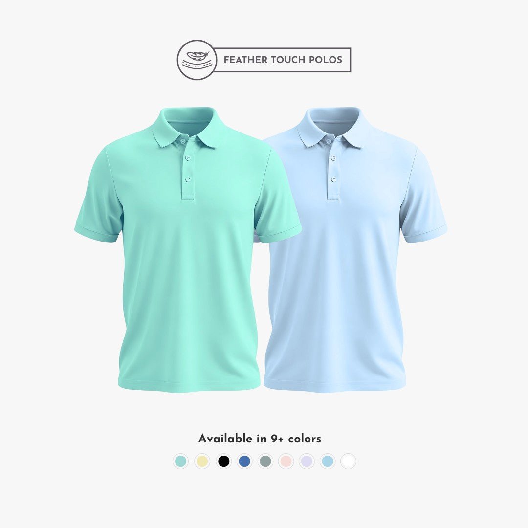 Men’s Feather Touch Polo T-shirt set: mint and sky blue