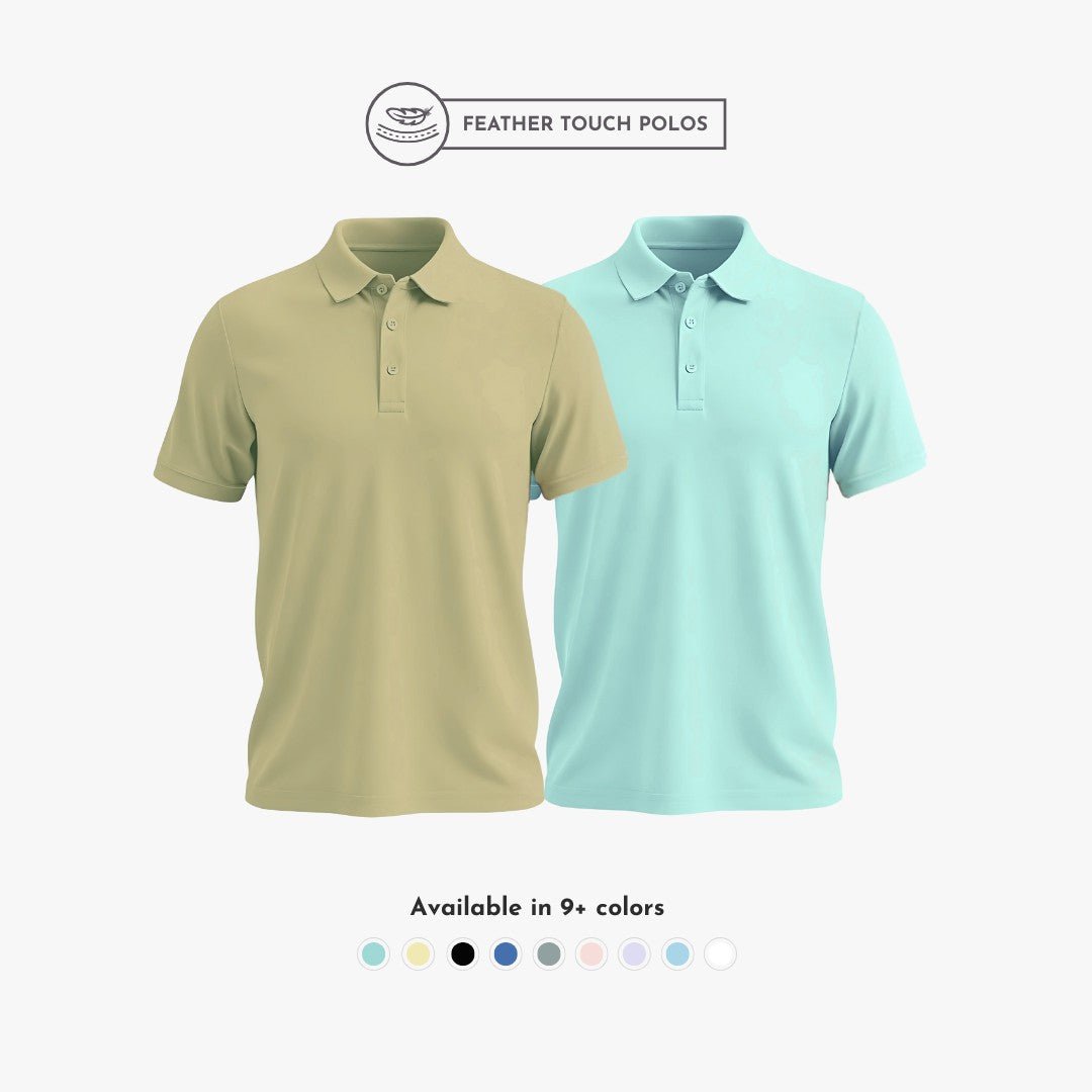 Men's Polo T-Shirt Combo Pack - Ultra Soft Feather Touch Polo Neck in Solid Olive & Mint