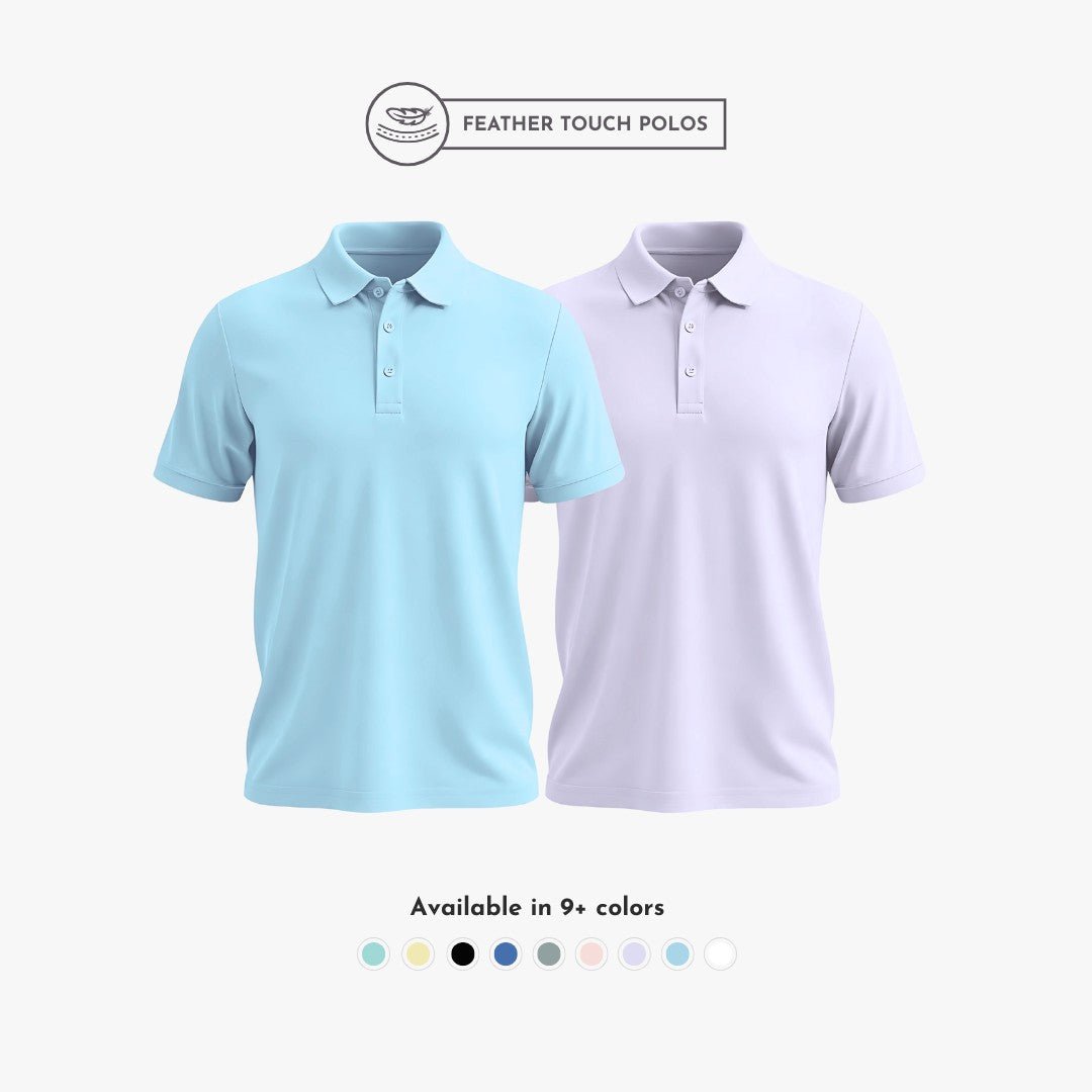 Men’s Feather Touch Polo T-shirt set: purple and sky blue