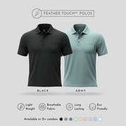 Feather Touch™ Polos with Pocket – Ultra Soft Black & Army Men's Combo