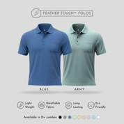 Feather Touch™ Polos with Pocket – Ultra Soft Blue & Army Men's Combo