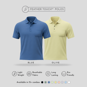 Feather Touch™ Polos with Pocket – Ultra Soft Blue & Olive Men's Combo