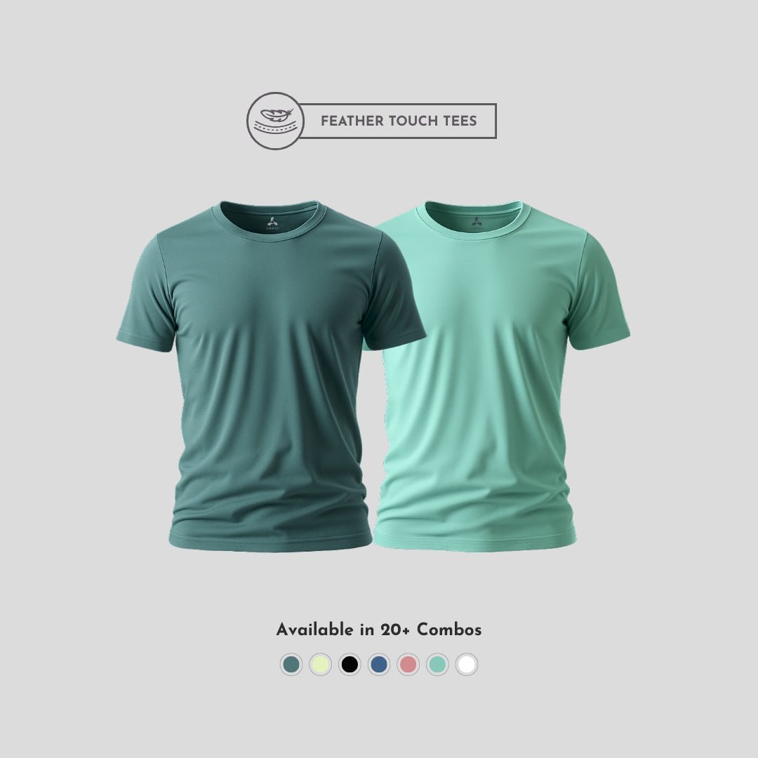 Eco-friendly army and mint combo pack T-shirts