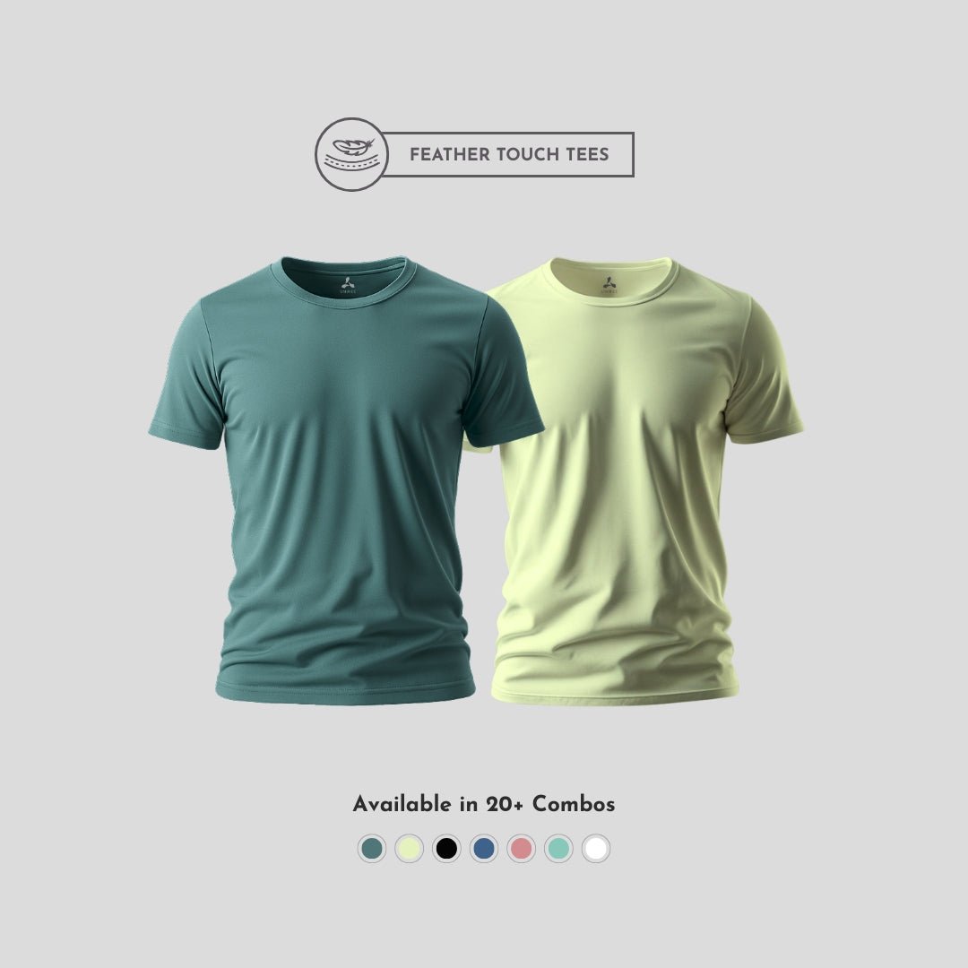 Men's Round Neck T-Shirt Combo – Feather Touch in Army & Olive