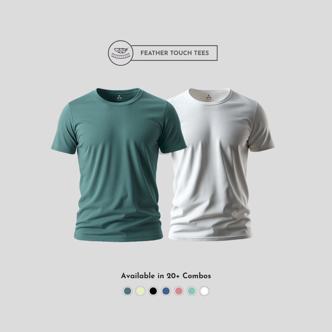 Combo of army green and white round neck t-shirts