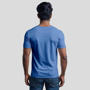 Feather Touch Round Neck - Combo Pack of 2 Plain Black & Blue T-Shirt for Men