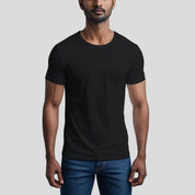 Feather Touch Round Neck - Combo Pack of 2 Plain Black & Olive T-Shirt for Men