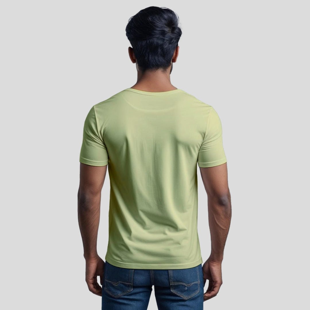 Feather Touch Round Neck - Combo Pack of 2 Plain Black & Olive T-Shirt for Men