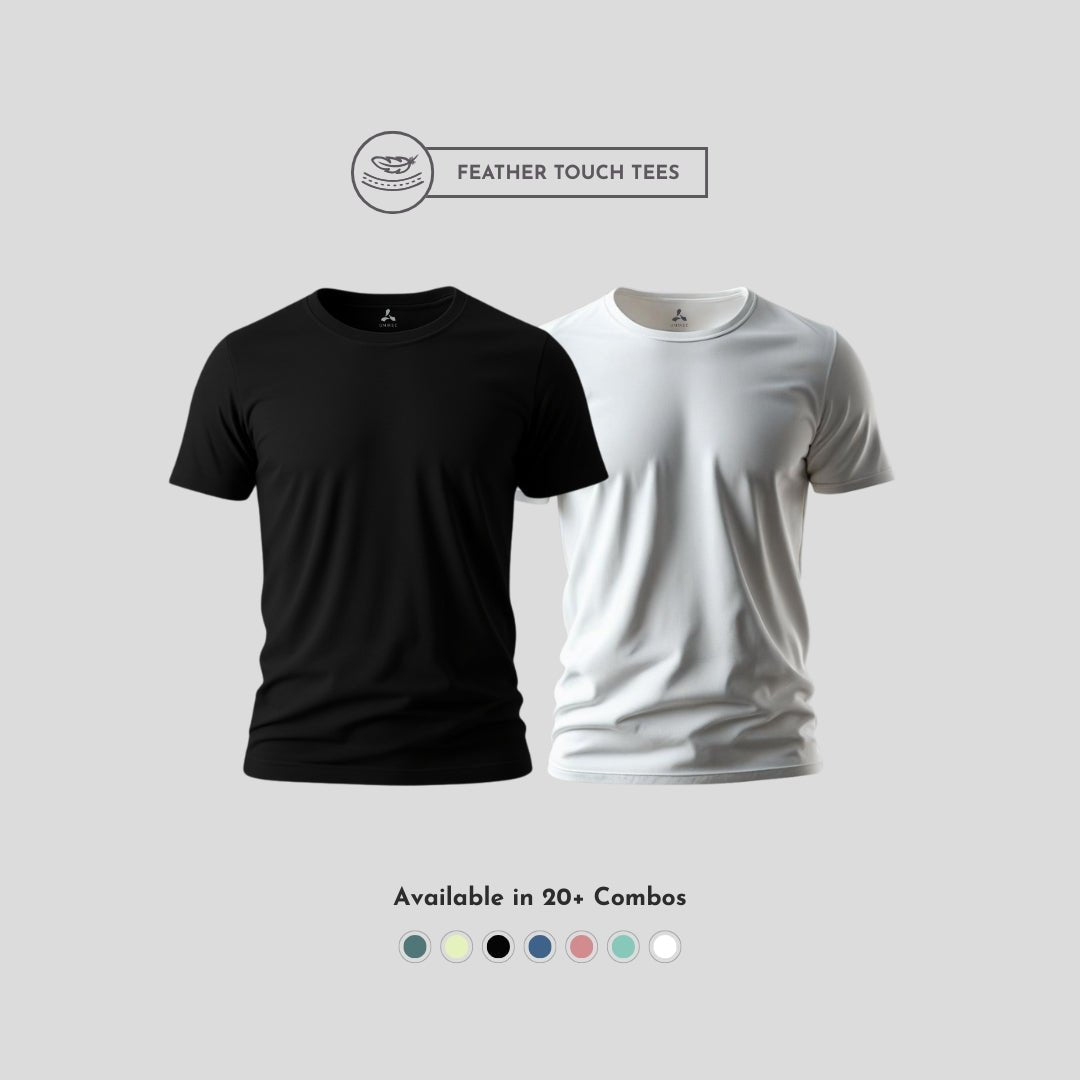 black and white round neck T-shirts combo