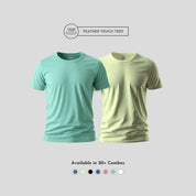 Feather Touch Round Neck - Combo Pack of 2 Plain Mint & Olive T-Shirt for Men