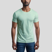 Feather Touch Round Neck - Combo Pack of 2 Plain Mint & Olive T-Shirt for Men