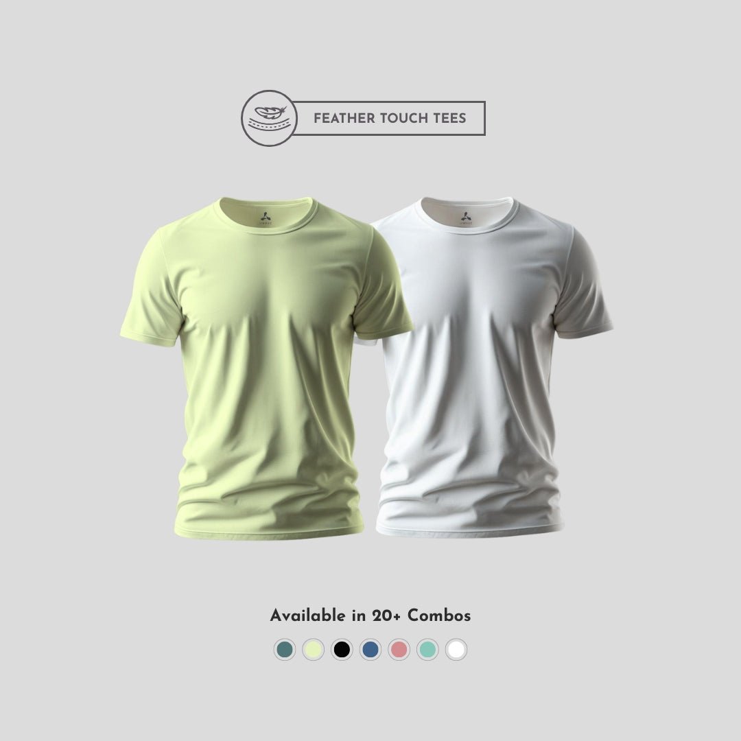 Men's Round Neck T-Shirt Combo – Feather Touch in Olive & White