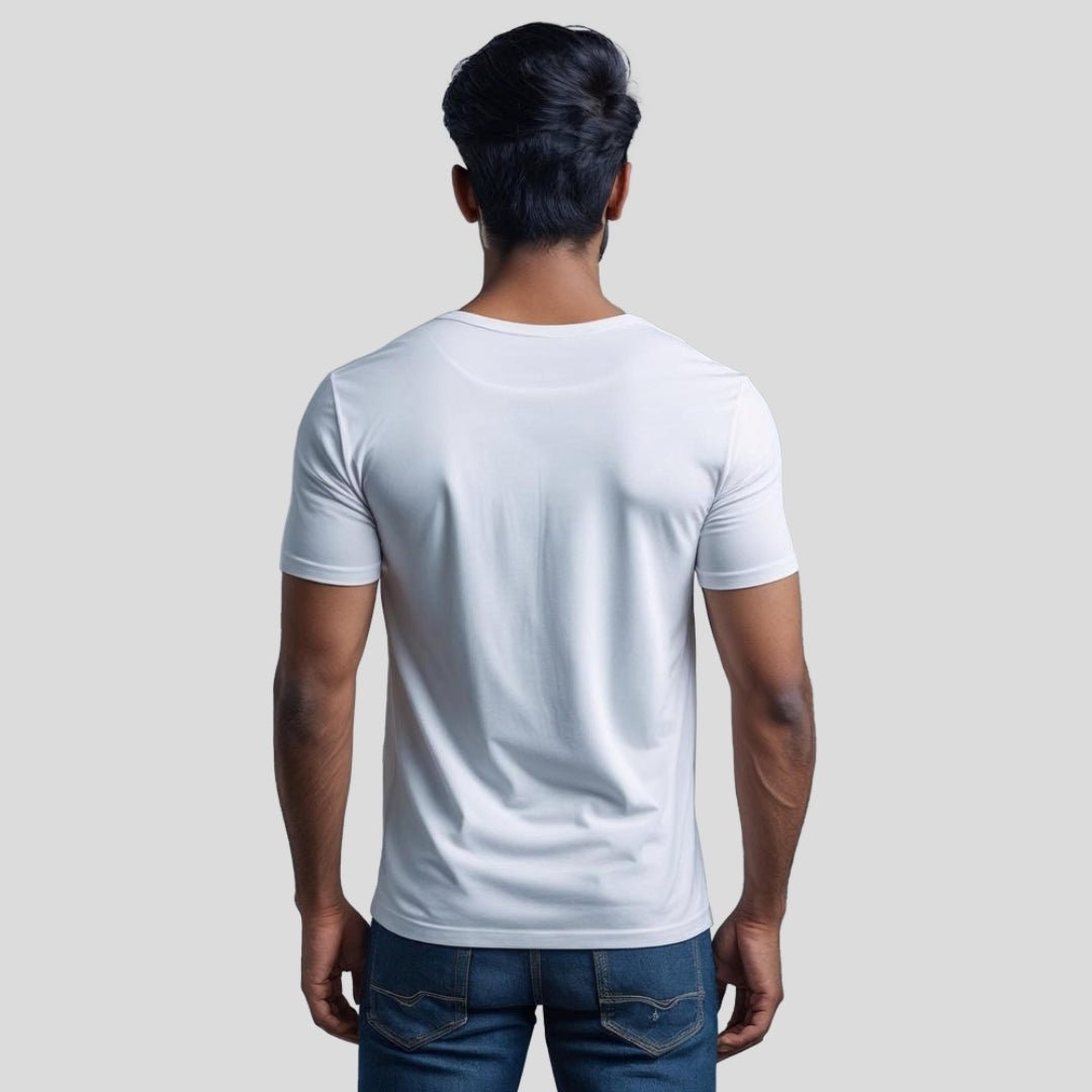 Feather Touch Round Neck - Combo Pack of 2 Plain White & Blue T-Shirt for Men