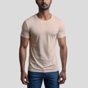 Feather Touch Round Neck - Combo Pack of 2 Plain White & Peach T-Shirt for Men