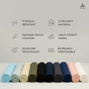 Feather touch Fabric features ultra soft material, wrinkle free, soft, quick dry and more