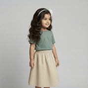 Feather Touch Round Neck Plain Army T-Shirt for Girls