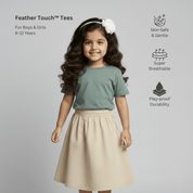 Feather Touch Round Neck Plain Army T-Shirt for Girls