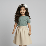 Feather Touch Round Neck Plain Army T-Shirt for Kids