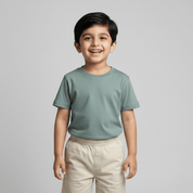 Feather Touch Round Neck Plain Army T-Shirt for Kids