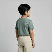 Feather Touch Round Neck Plain Army T-Shirt for Kids
