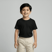 Feather Touch Round Neck Plain Black T-Shirt for Boys