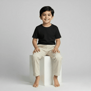 Feather Touch Round Neck Plain Black T-Shirt for Boys