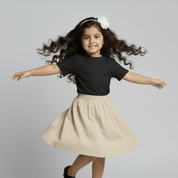 Feather Touch Round Neck Plain Black T-Shirt for Girls