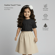 Feather Touch Round Neck Plain Black T-Shirt for Girls