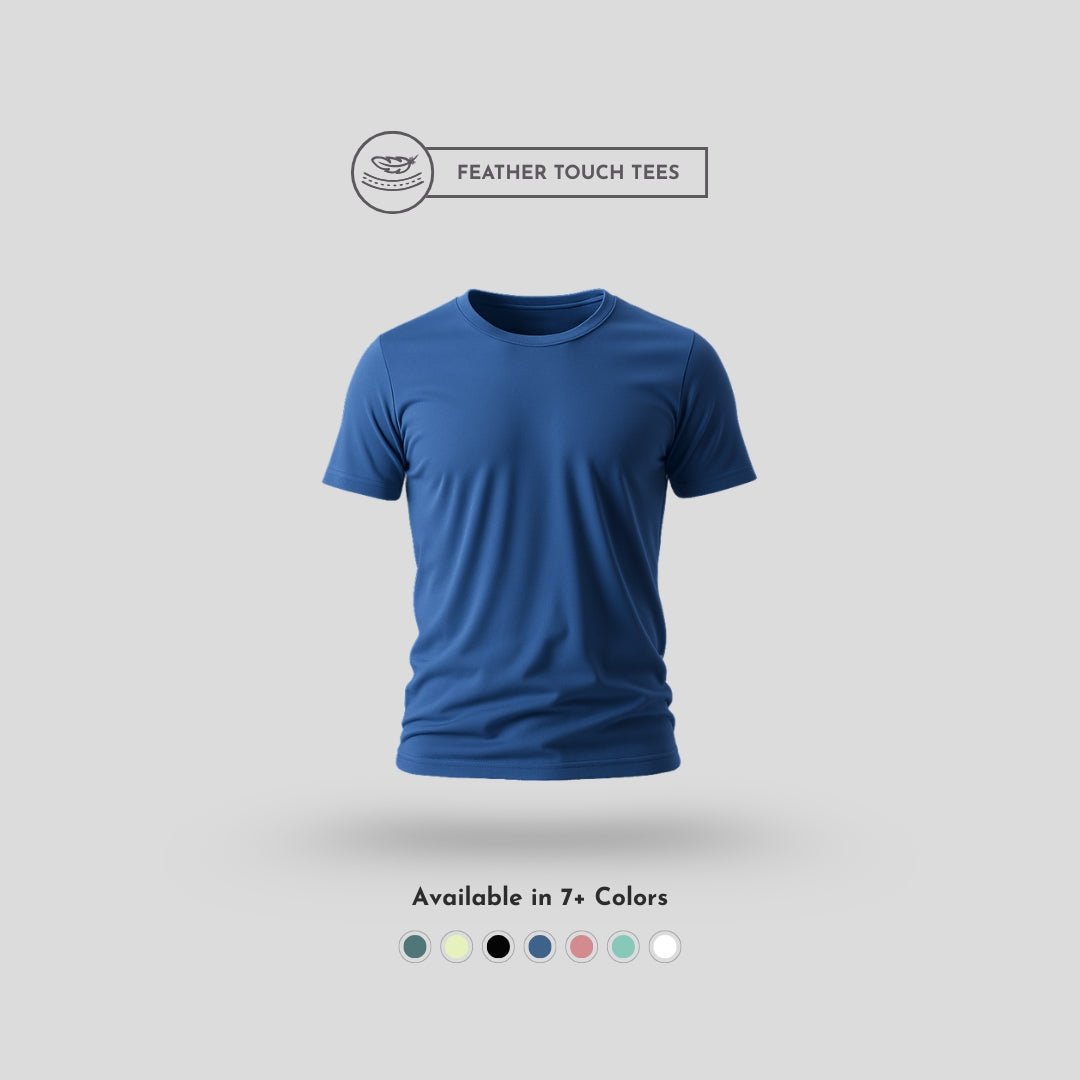 Men's blue round neck t-shirt front view