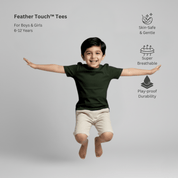 Feather Touch Round Neck Plain Bottle Green T-Shirt for Boys