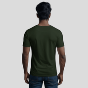 Feather Touch Round Neck Plain Bottle Green T-Shirt for Men