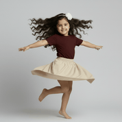 Feather Touch Round Neck Plain Burgandy T-Shirt for Girls