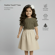 Feather Touch Round Neck Plain Honey Brown T-Shirt for Girls