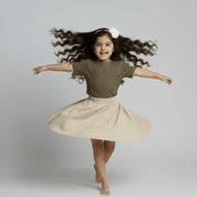 Feather Touch Round Neck Plain Honey Brown T-Shirt for Girls