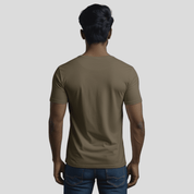Feather Touch Round Neck Plain Honey Brown T-Shirt for Men