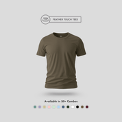 Feather Touch Round Neck Plain Honey Brown T-Shirt for Men