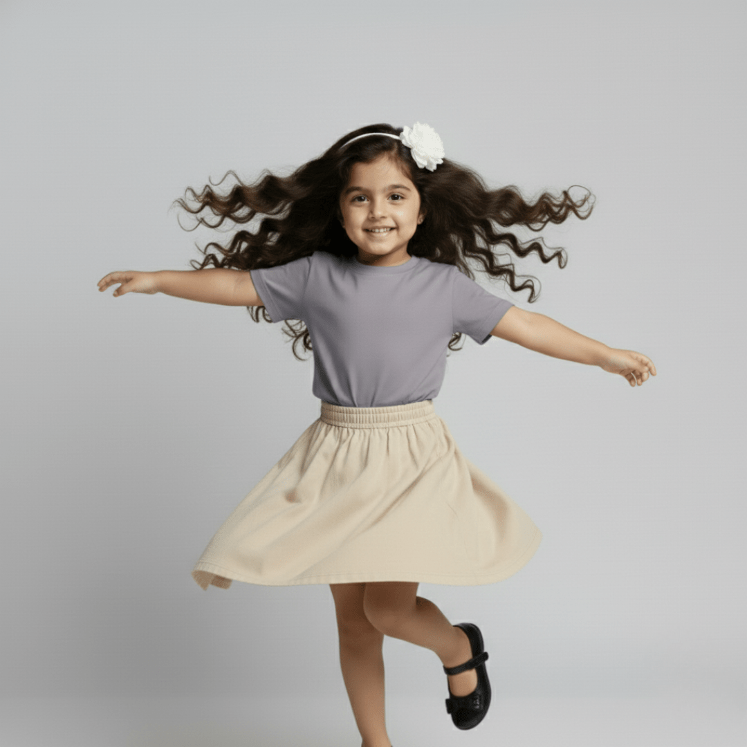 Feather Touch Round Neck Plain Lavender T-Shirt for Girls