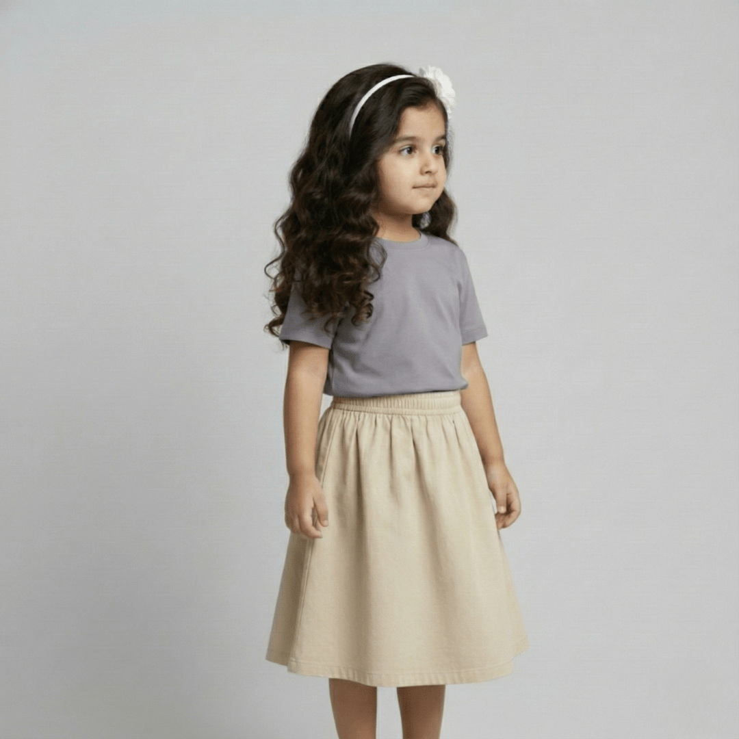 Feather Touch Round Neck Plain Lavender T-Shirt for Girls