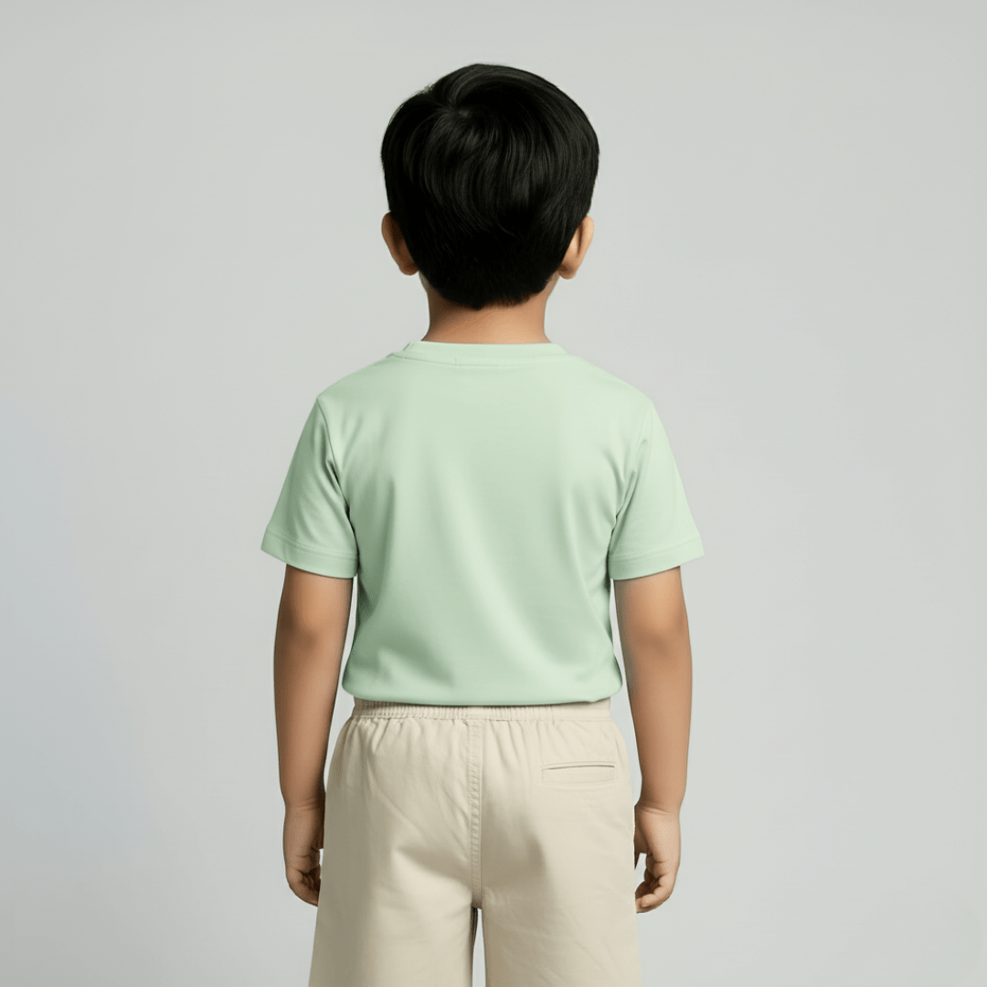 Feather Touch Round Neck Plain Mint T-Shirt for Boys