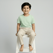 Feather Touch Round Neck Plain Mint T-Shirt for Boys