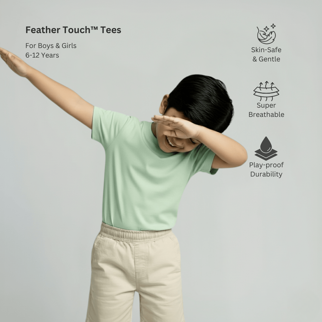 Feather Touch Round Neck Plain Mint T-Shirt for Boys