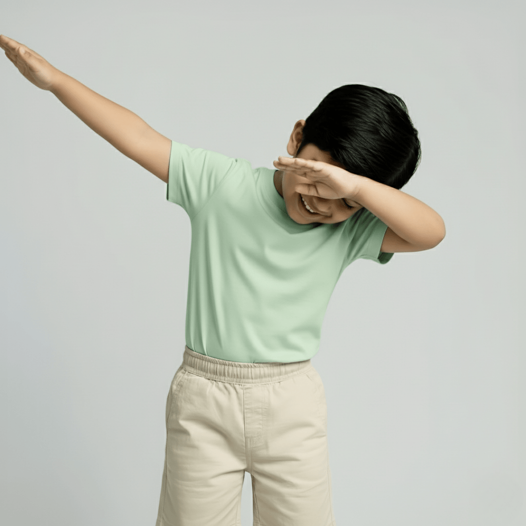 Feather Touch Round Neck Plain Mint T-Shirt for Boys