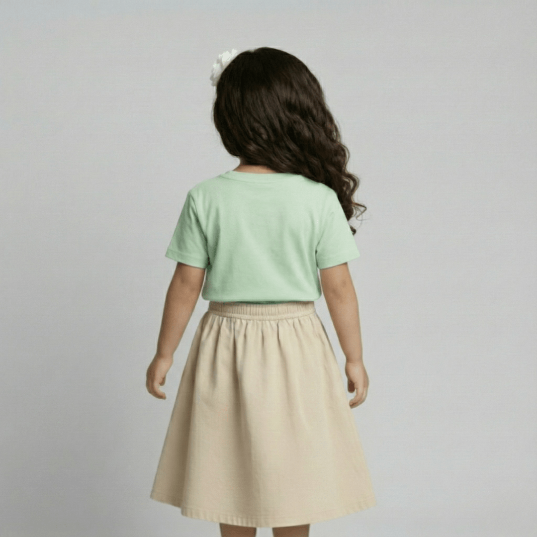 Feather Touch Round Neck Plain Mint T-Shirt for Girls