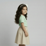 Feather Touch Round Neck Plain Mint T-Shirt for Girls